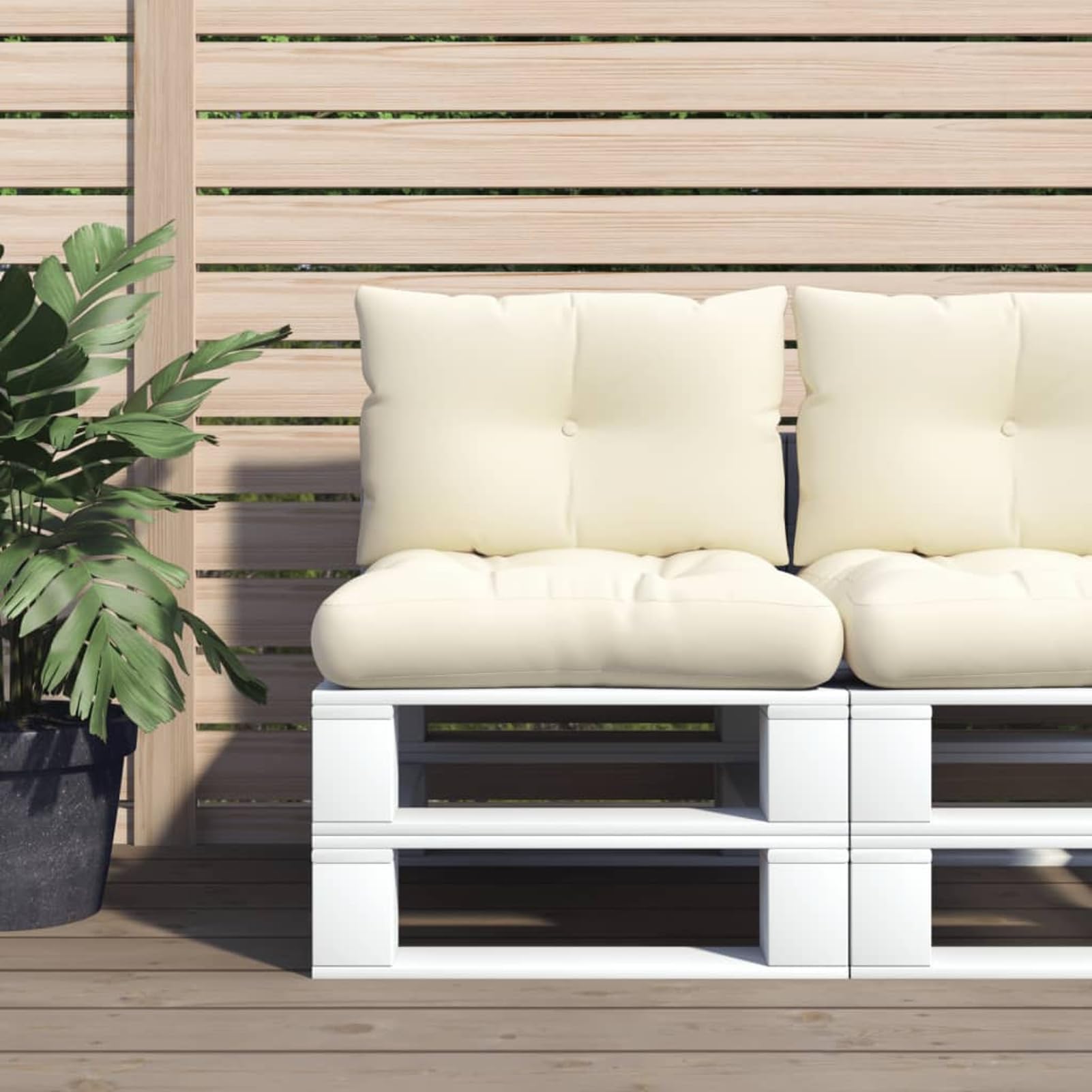 Palettenkissen Set, 2-teilig Sitzkissen & Rückenkissen, Polyester, Creme, 60x61,5x10 cm & 60x38x13 cm, wasserabweisend, für Gartenmöbel und Innenbereich 360836
