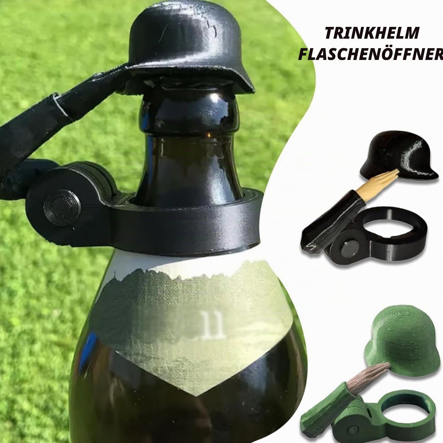 Soldat Salute Bier Bierflaschen Helm Bierflaschen Helm Mit Soldatengruß Bierflaschenverschluss Staubdicht Flaschenverschluss für Party Grillparty Bar (Schwarz*6)