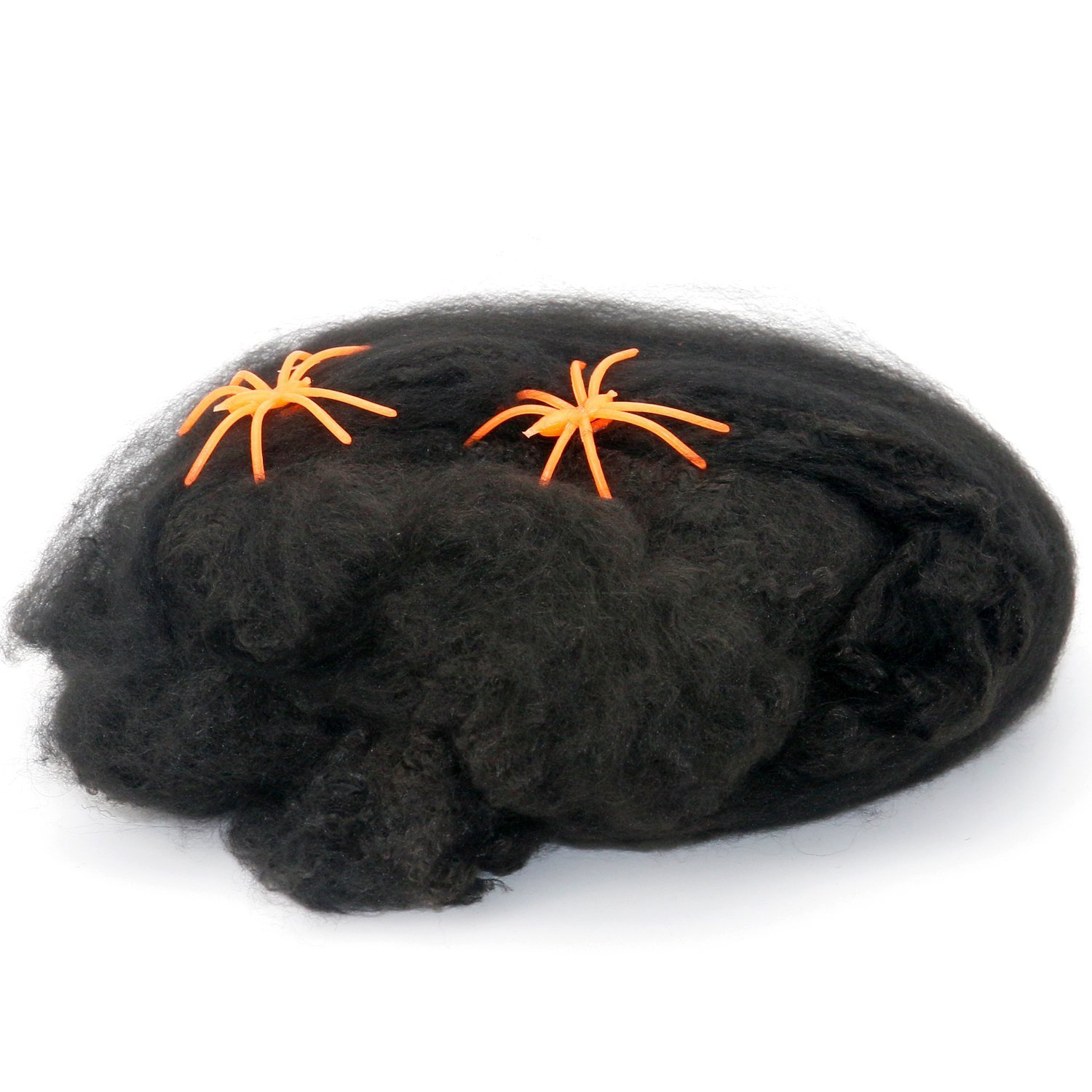 Komonee 25 x Spiderweb Halloween Stretchy Fake Cob Web and Spiders Indoor Outdoor Garden Haunted House Decoration Black