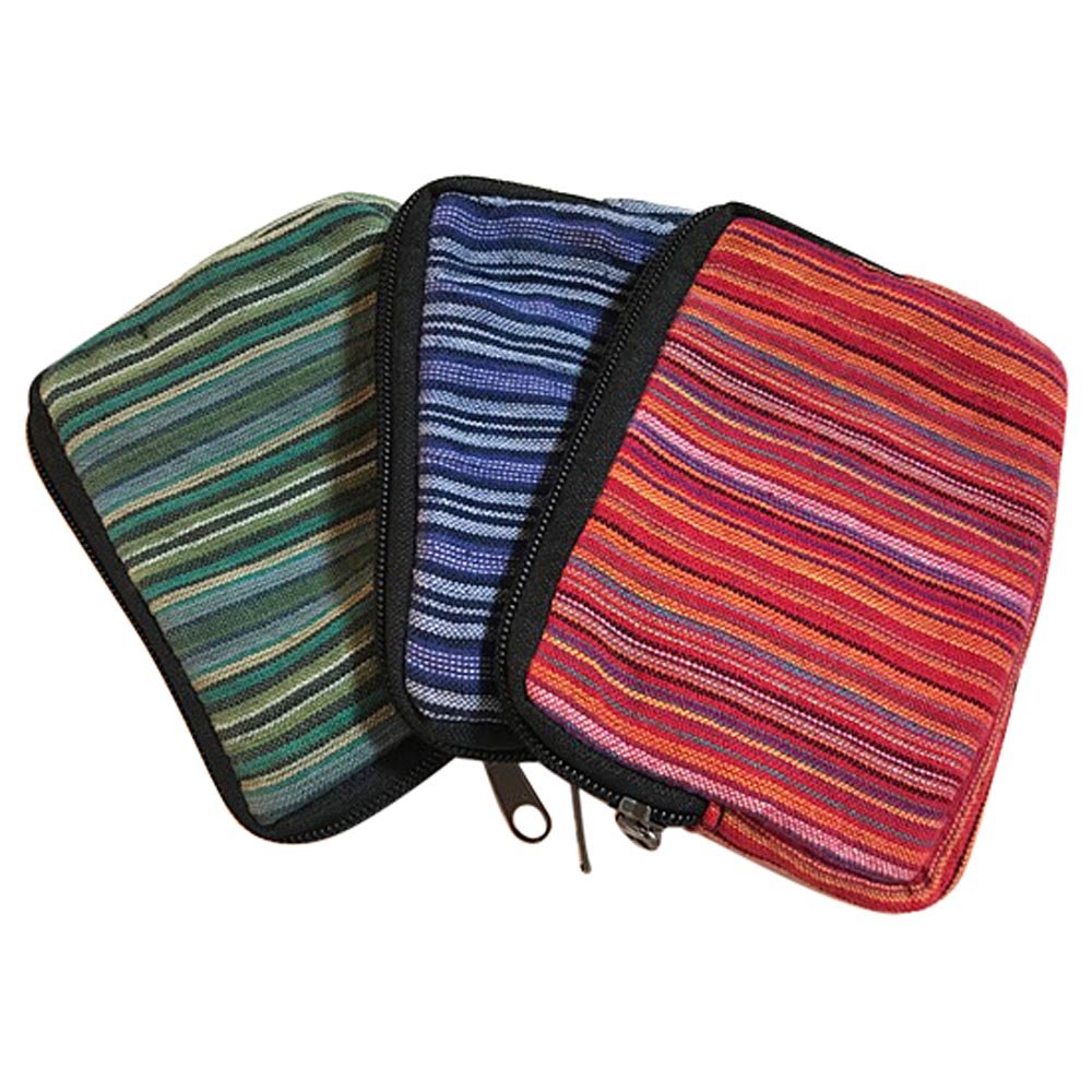Set of 3 - Zippered Cotton Coin Purse, Wallet, Pouch, Organizer - Handmade in Nepal, Multi-use