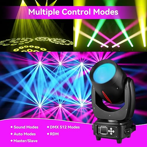 Miniatura 7 de Cabeza móvil para DJ, 180 W, haz de punto LED, iluminación de zoom de 14 gobos, 12 colores, prismas giratorios, RDM DMX, luces de escenario para