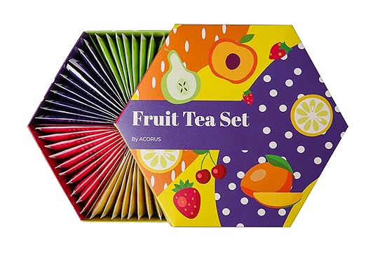 ACORUS Fruit Luxury Tea Set - Assorted Fruit and Herbal Teas Box, Tea Gift Sets, Large Variety Pack, Perfect for Refreshing Iced Drinks, Sampler 6 Flavors, 60 Bags