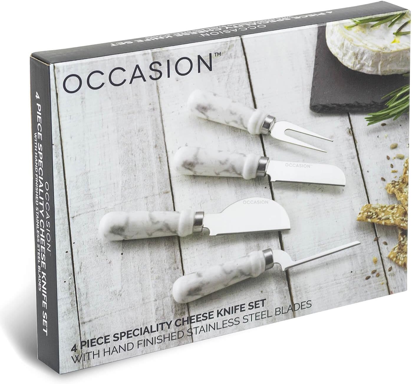 Occasion Cheese Knives - 4 Piece Knife Set - Marble Design and Durable Stainless Steel Blades