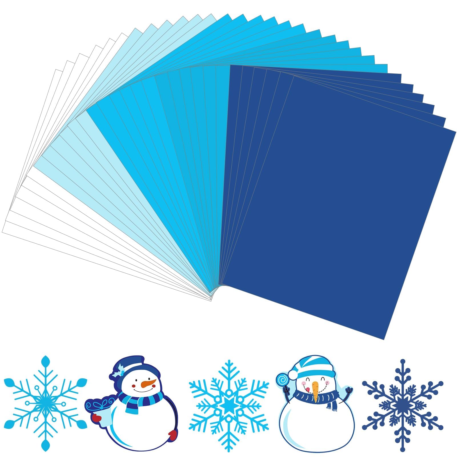 JULBEAR 30 Sheets Blue Cardstock, 8.5 x 11 Inch 180g Winter Navy Colored Cardstock Blue Construction Pastel Paper Kids Adults Winter Christmas DIY