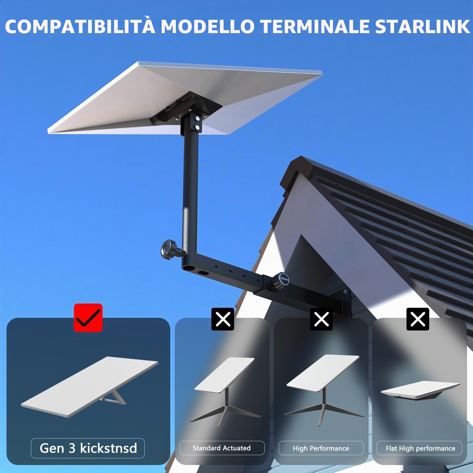 Starlink Gen 3 Mount, Starlink Pole Mount con adattatore Starlink Gen 3, kit di montaggio a parete lunga Starlink per impieghi gravosi