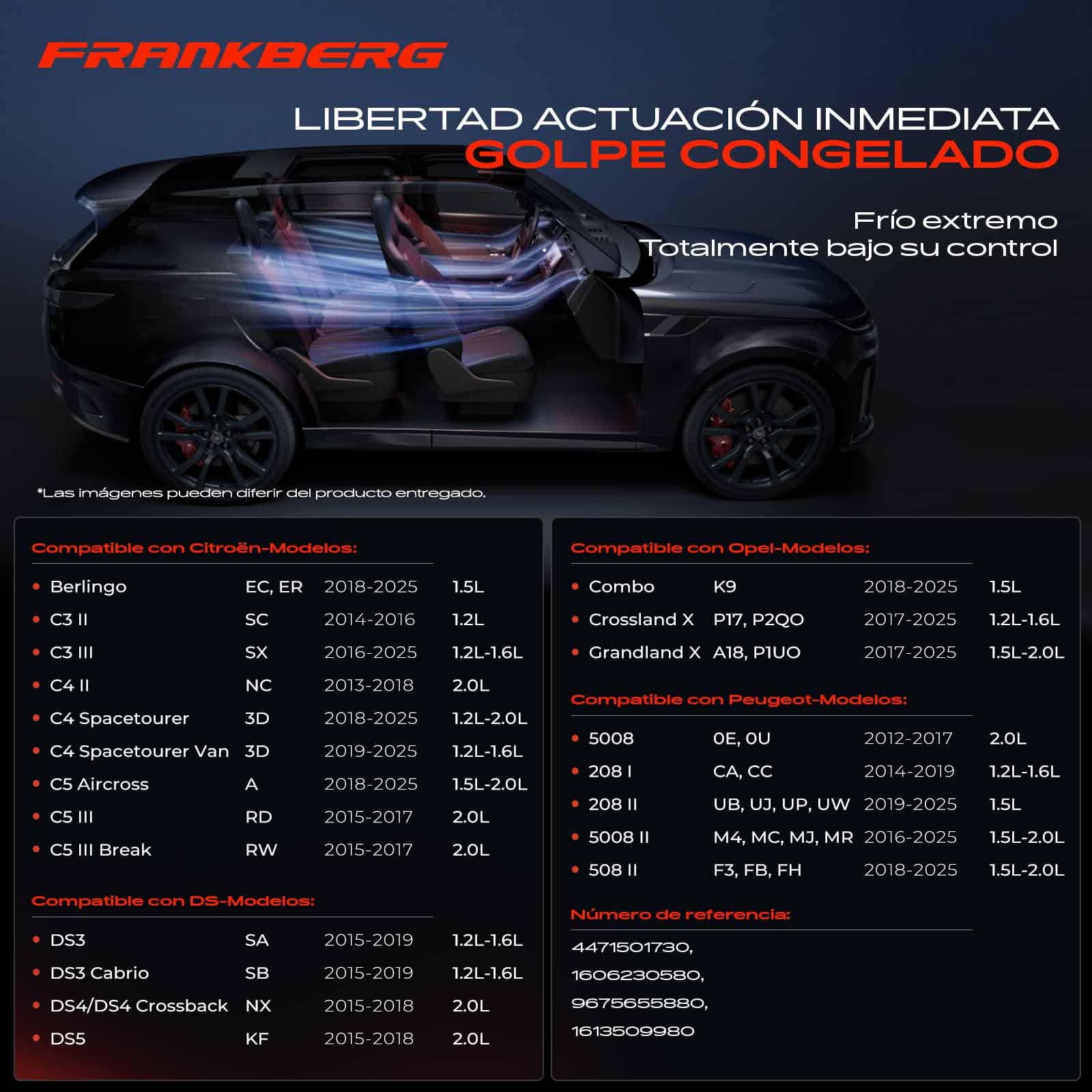Frankberg Compresor de aire acondicionado con embrague Compatible con C3 Aircross II 2C 2R C4 Cactus Berlingo EC ER 2008 I CU 3008 MPV 0U 5008 0E 0U Replace# 9675655880incl. aceite premezclado