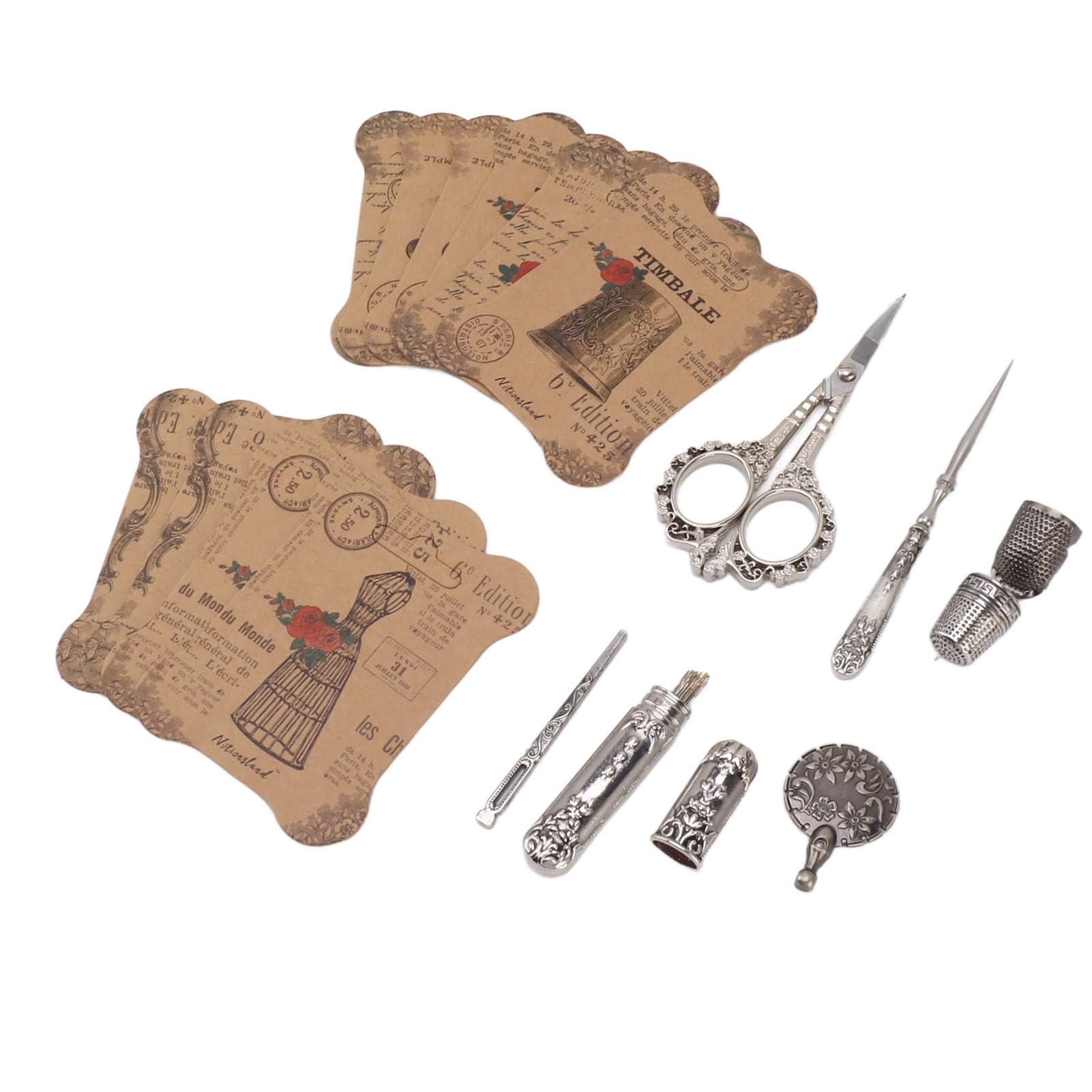 Xiuganpo Vintage-Stickscheren-Set Im Europäischen Stil, Antikes Nähset aus Edelstahl für Heimwerker, Bastelschere für Nähprojekte (Vintage-Silber)