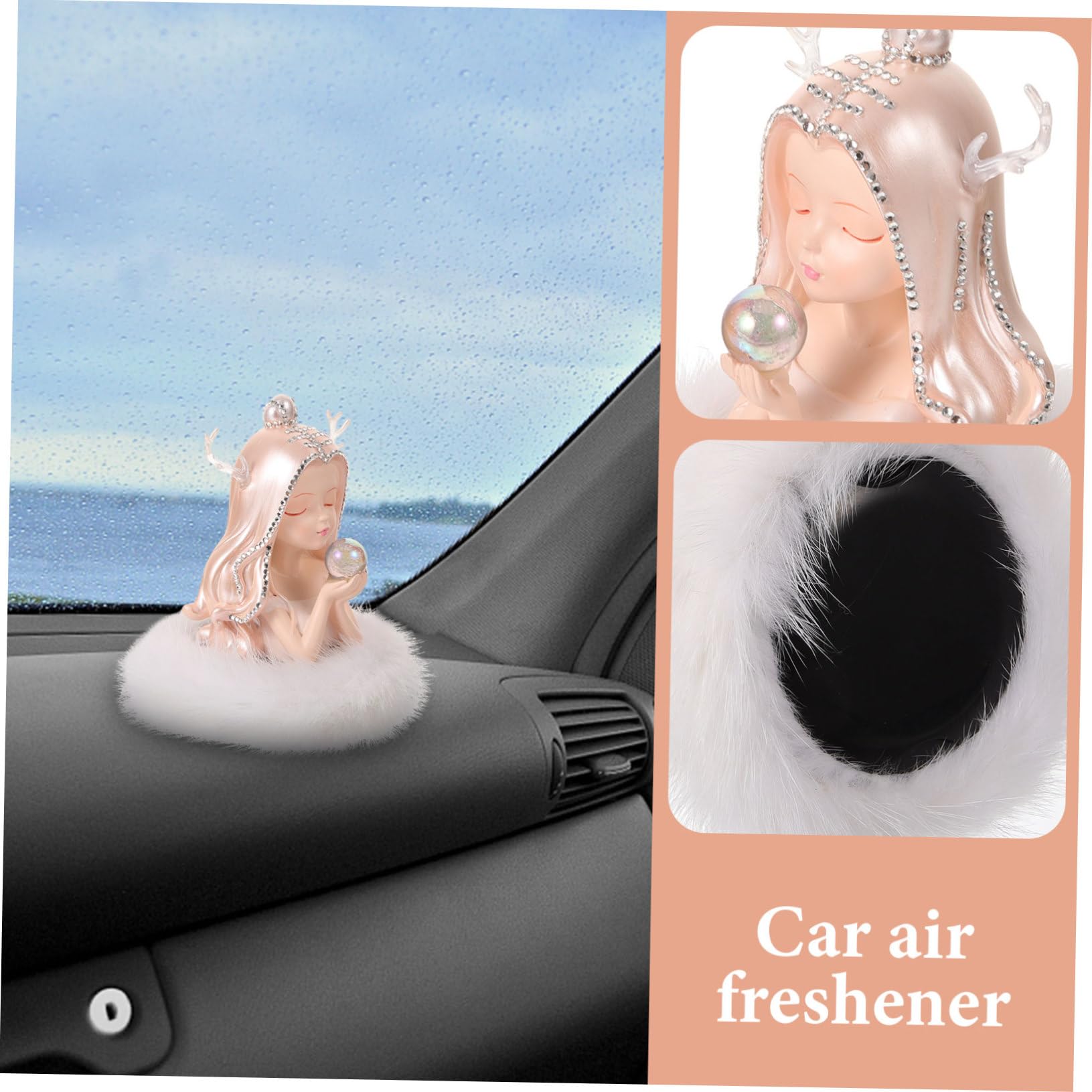 Profumatore per Auto a Forma di Angelo Base Abbinata | Resina e Fibra, Include Cartina Profumata, per Interni Auto, Aspetto Elegante e Decorativo