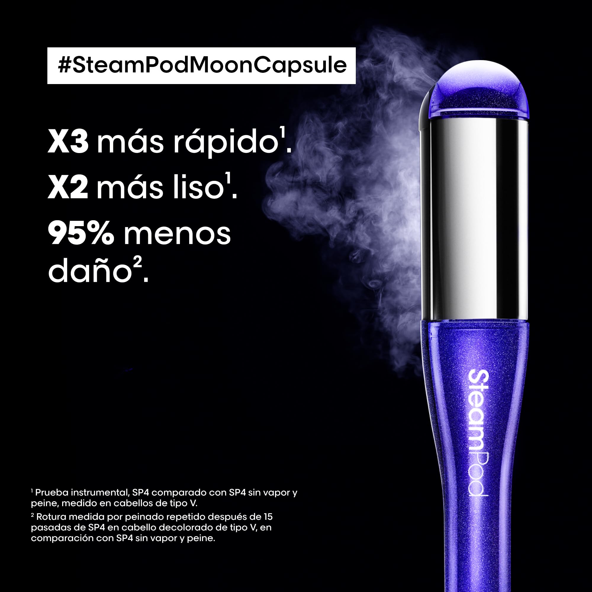 L'Oréal Professionnel SteamPod 4 Moon Capsule, Plancha de Pelo Profesional con Tecnología a Vapor, para cualquier look de liso a rizado, para Todo Tipo de Cabello, Moon Capsule Limited Edition