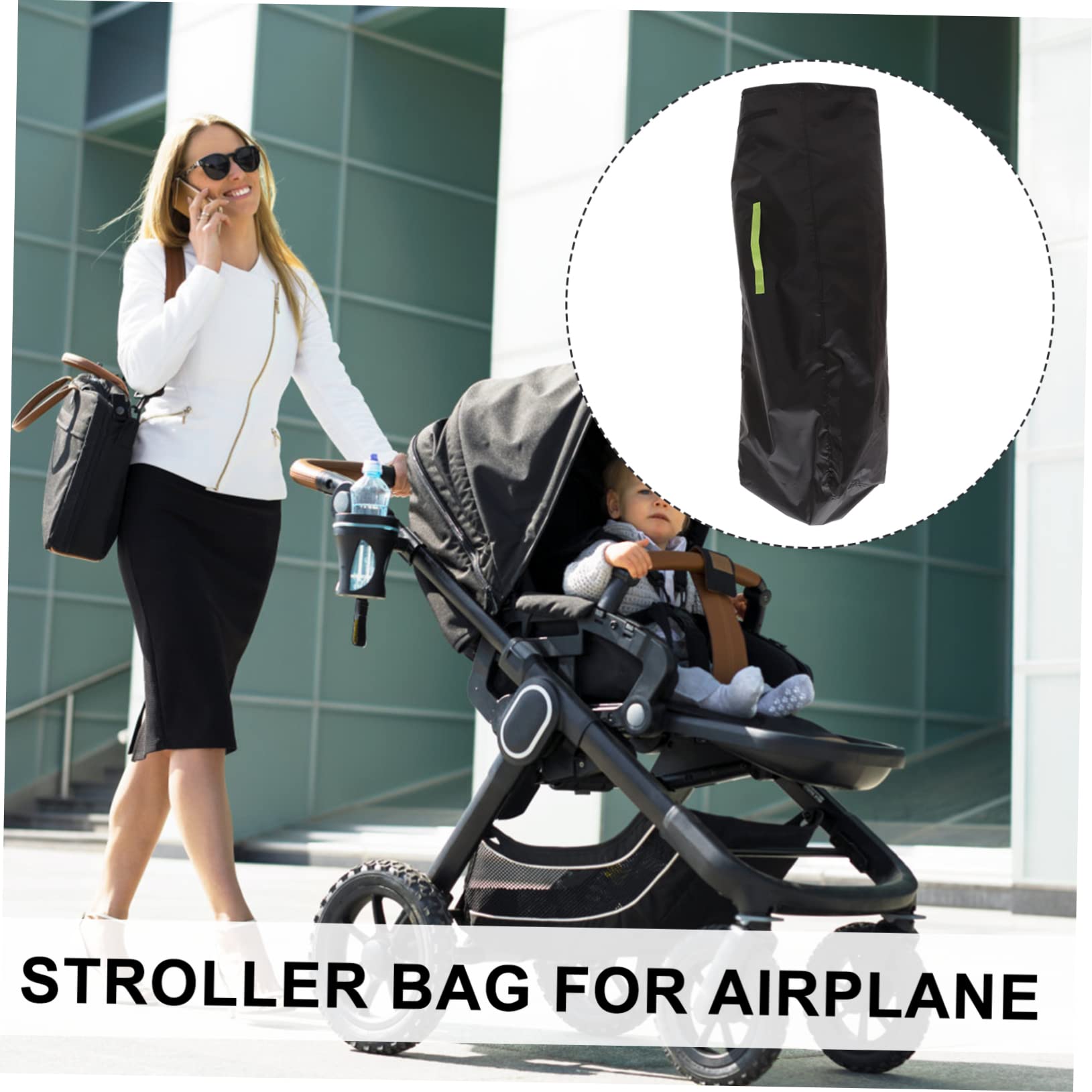 BESTonZON Borsa per Carrozzina Pieghevole per Viaggio e Gate Check | Tessuto Oxford Nero, Protezione Idrorepellente, Accesso Pratico e Trasporto Comodo