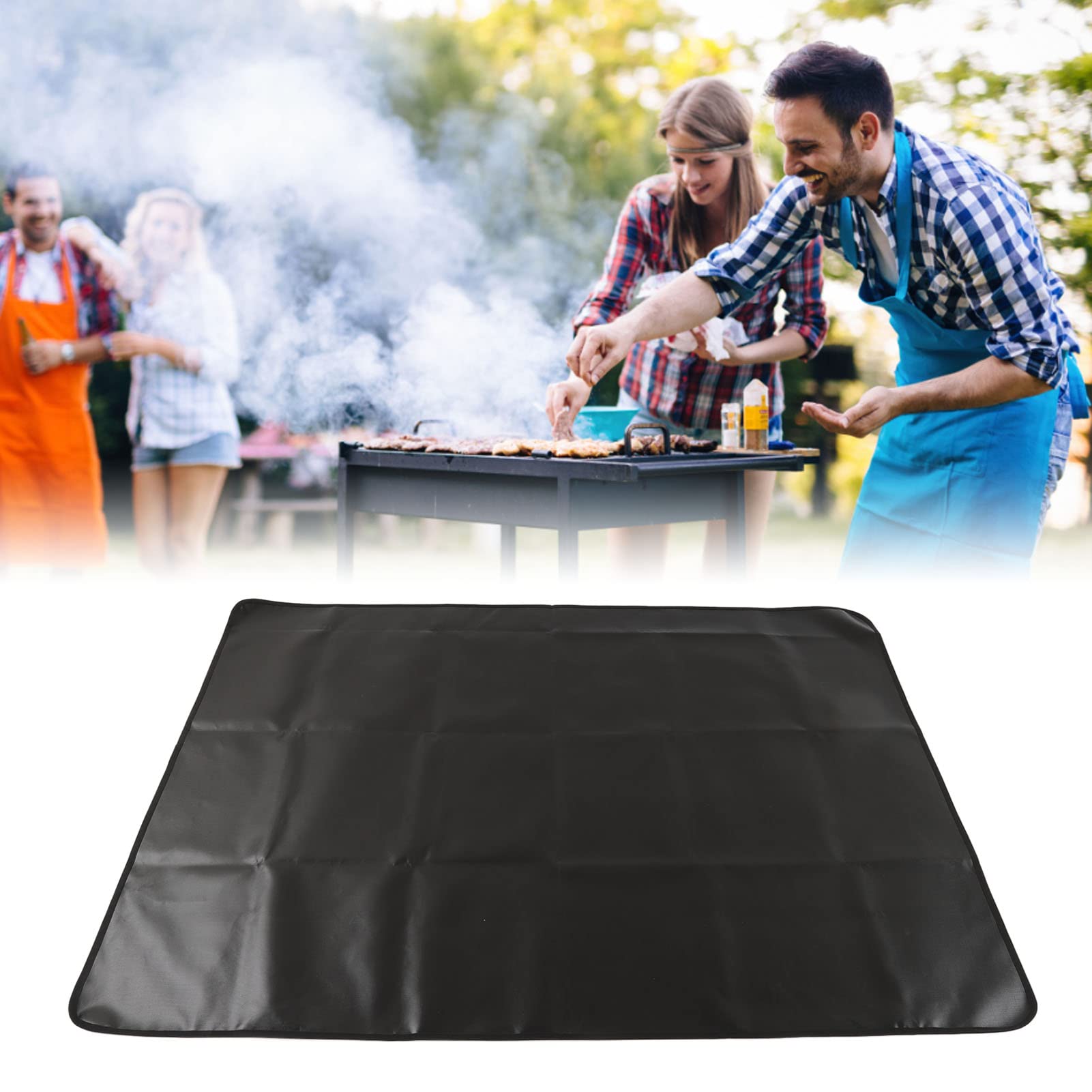 Grillmatten, doppelseitiges Silikon, feuerfest, wiederverwendbar, faltbar, Grillpads für Outdoor, Camping, Garten, Hof, Picknick (152x122CM Rechteck)
