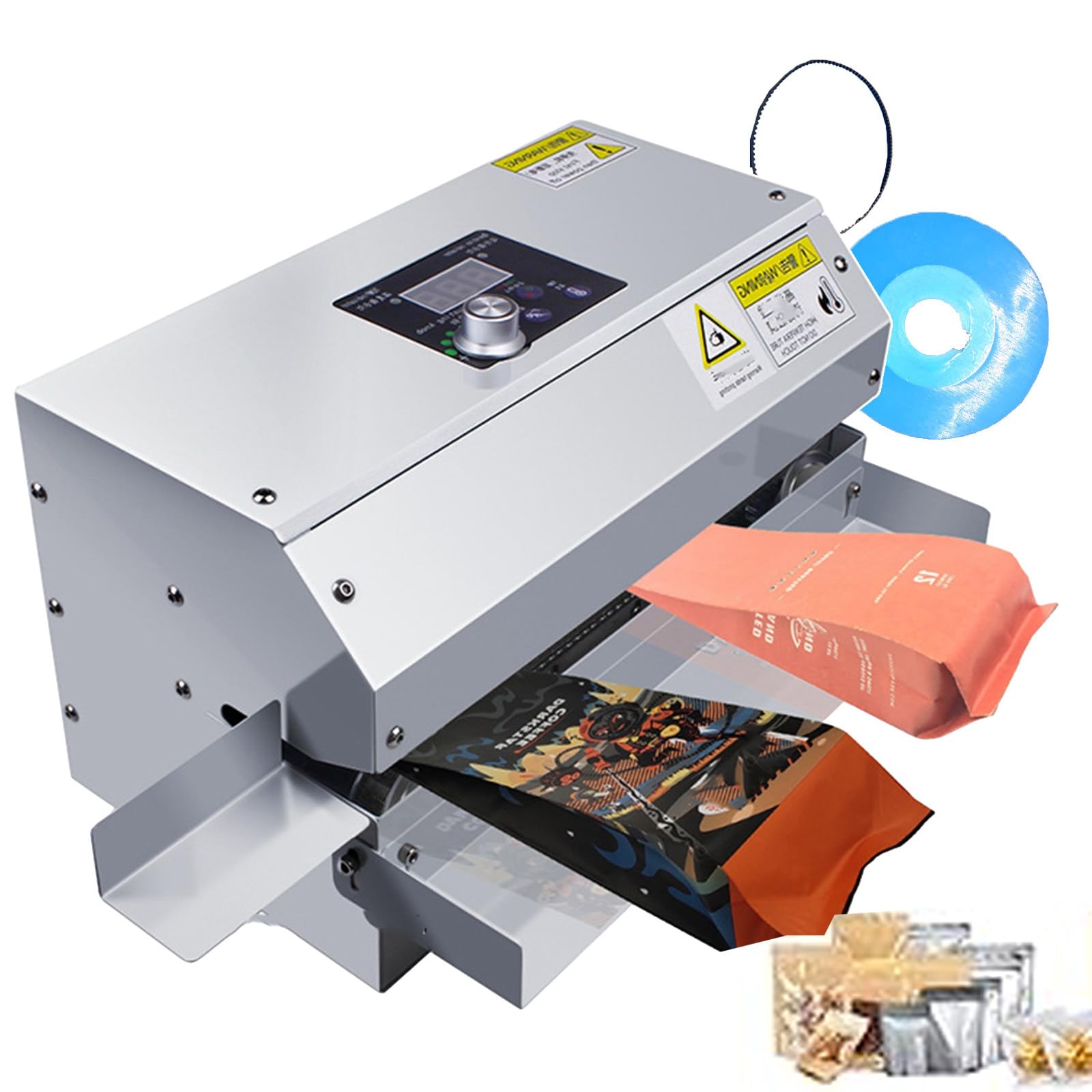 IUokLU Food Bags Continuous Sealing Machine,Impulse Heat Bag Sealer With Speed,Auto Food Packaging Machine With Temp 80-250℃,Horizontal Band Sealer