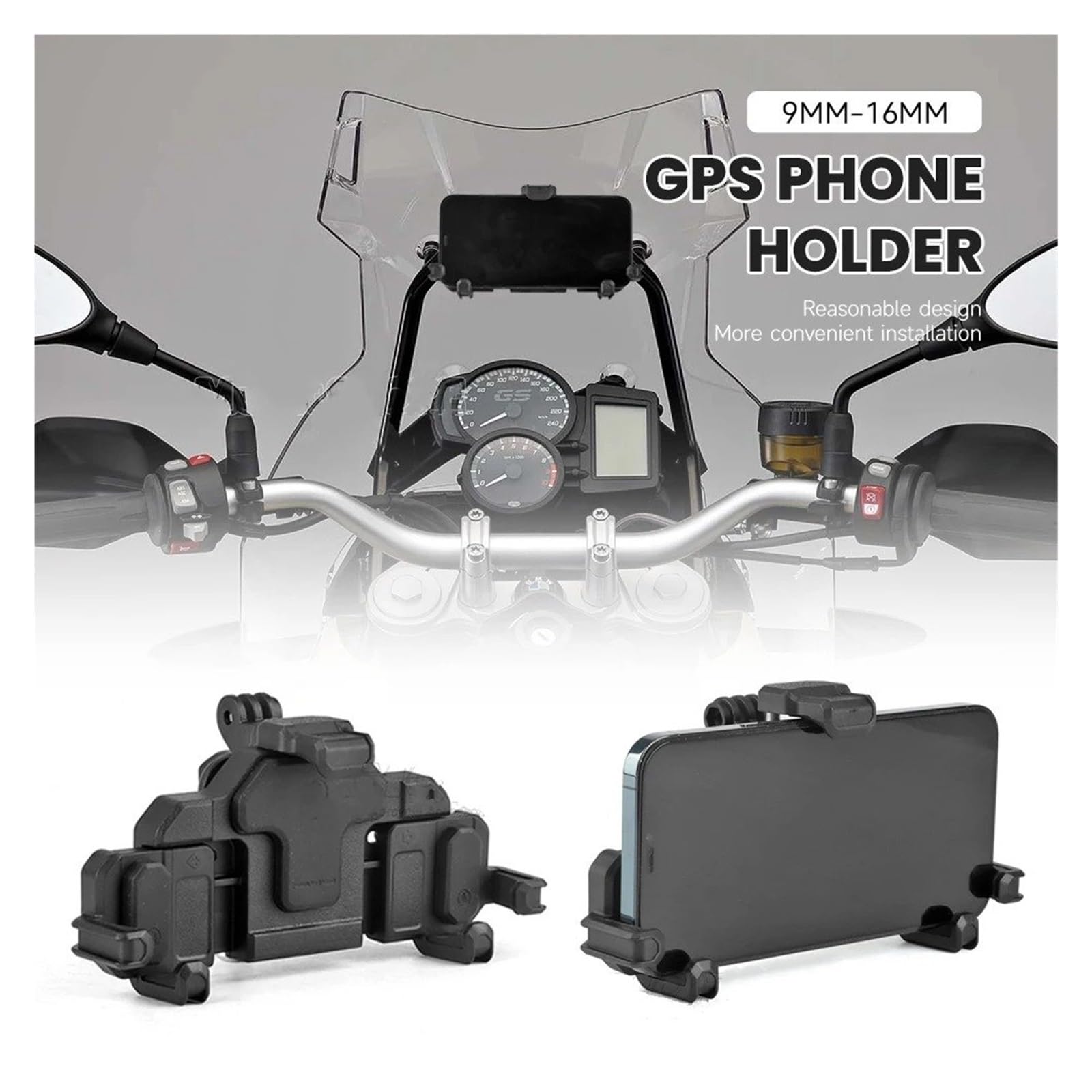 Support Téléphone Vélo pour BMW F800GS F 800 GS F800gs ABS ADV Adventure 2014-2019 Support GPS Universel 9/16 Mm Moto