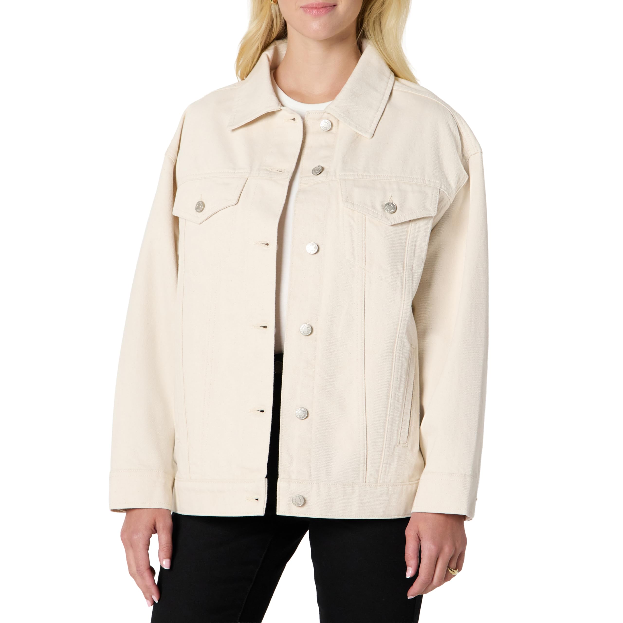 Amazon Essentials Women's Rigid Denim Oversized-Fit Trucker Jacket