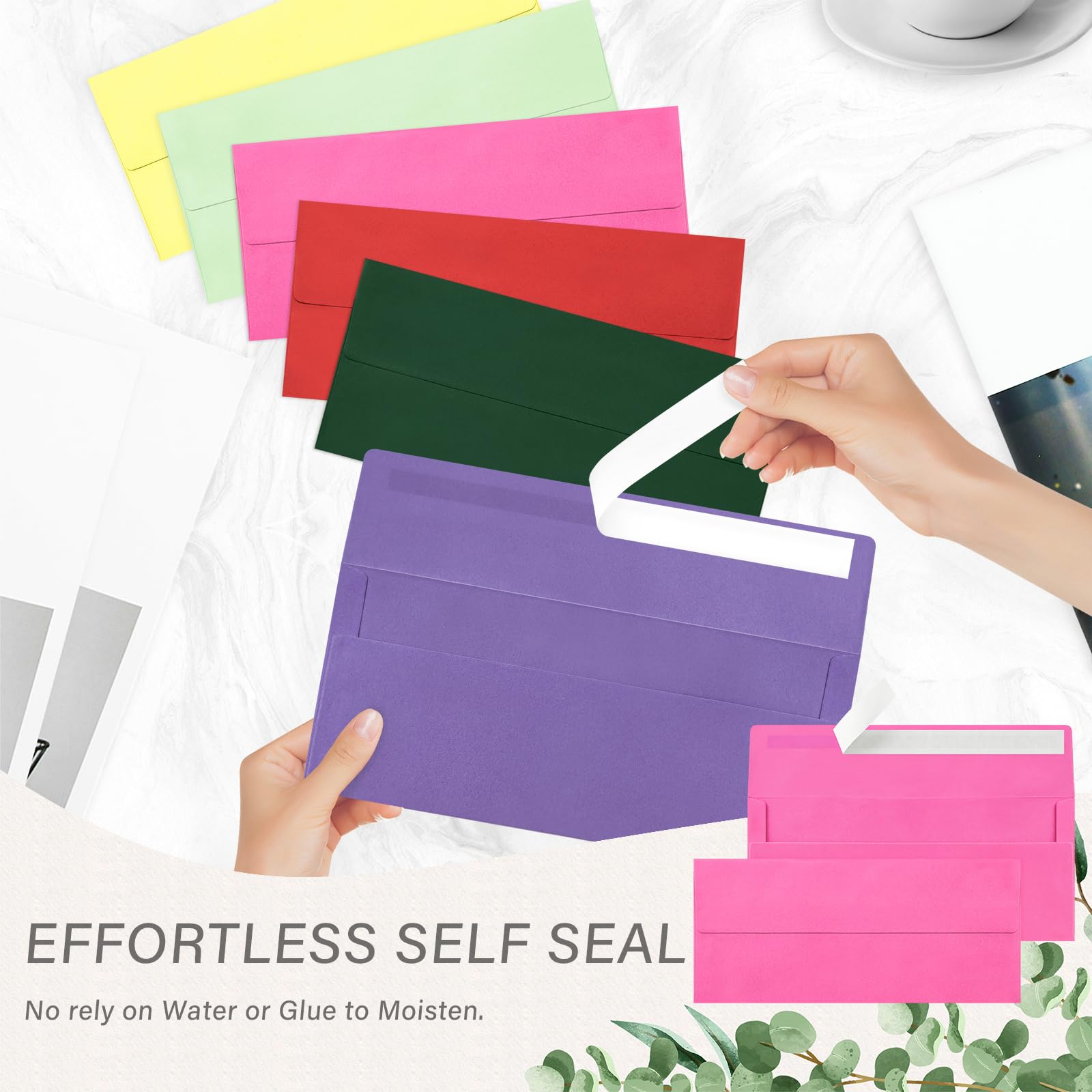 50 Pack #10 Self Seal Business Envelopes - Pink Standard Size, 4 1/8 X 9 1/2 Inches