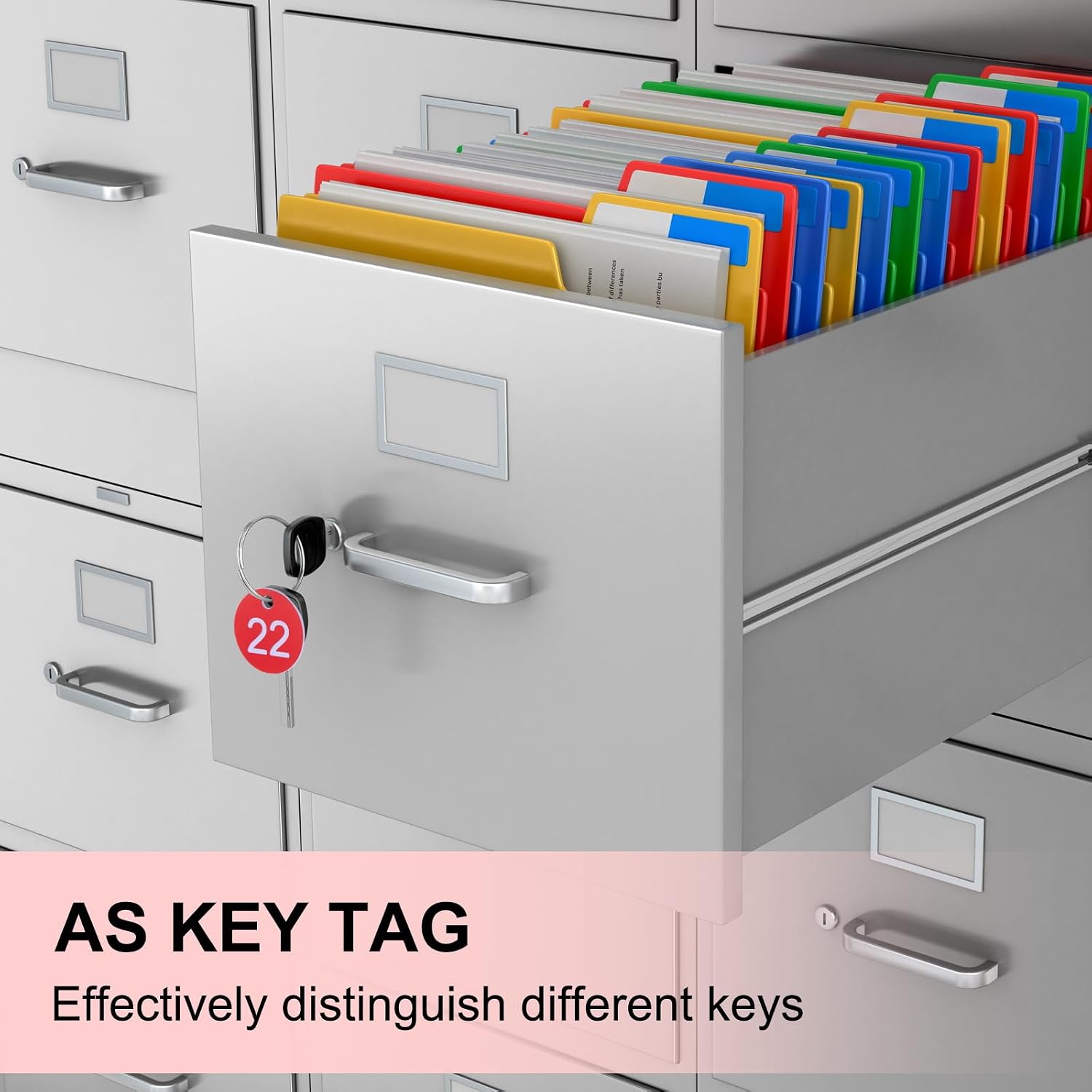 PATIKIL 1-20 Numbers Tags Plastic Round Numbered Marking Identify ID Key Hang Tag for Dormitory Key Chain Box Gym Cabinet Lockers, Black with Yellow Text image 4