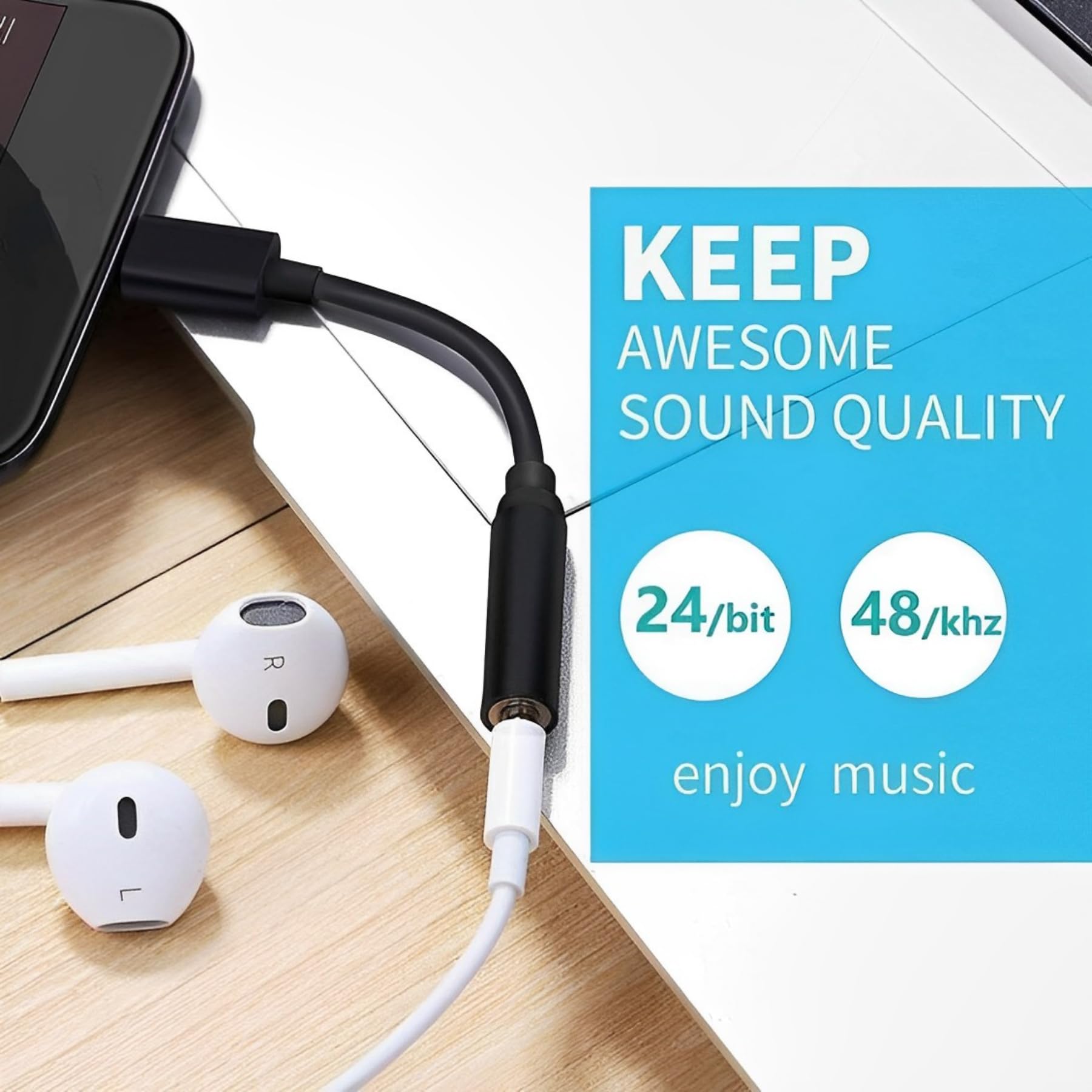 USB Type C to 3.5mm Female Aux Adapter, Audio Headphones Jack, Compatible with Google Pixel Mi Moto Z, Apple iPhone, MacBook,Android/iOS/Win10 USB Type C Device Black
