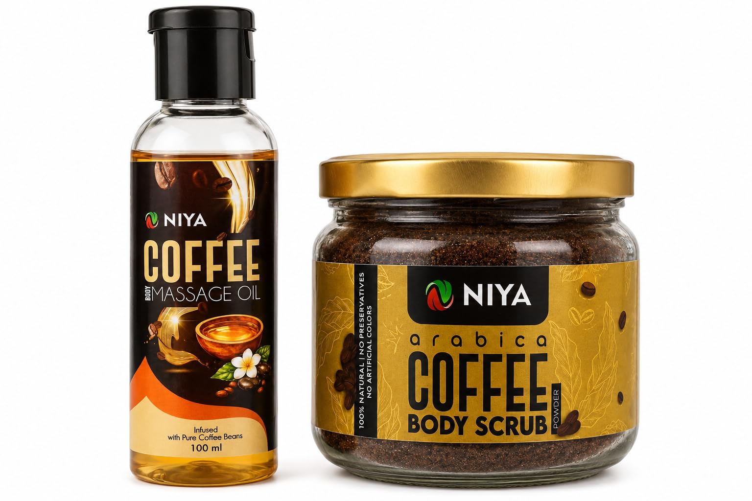 Coffee Body Care Combo for Men & Women | Massage Oil 100 ml + Body Scrub 150 g | Moisturizing & Exfoliating | Removes Tan & Dead Skin | Natural & Chemical Free-picture-52