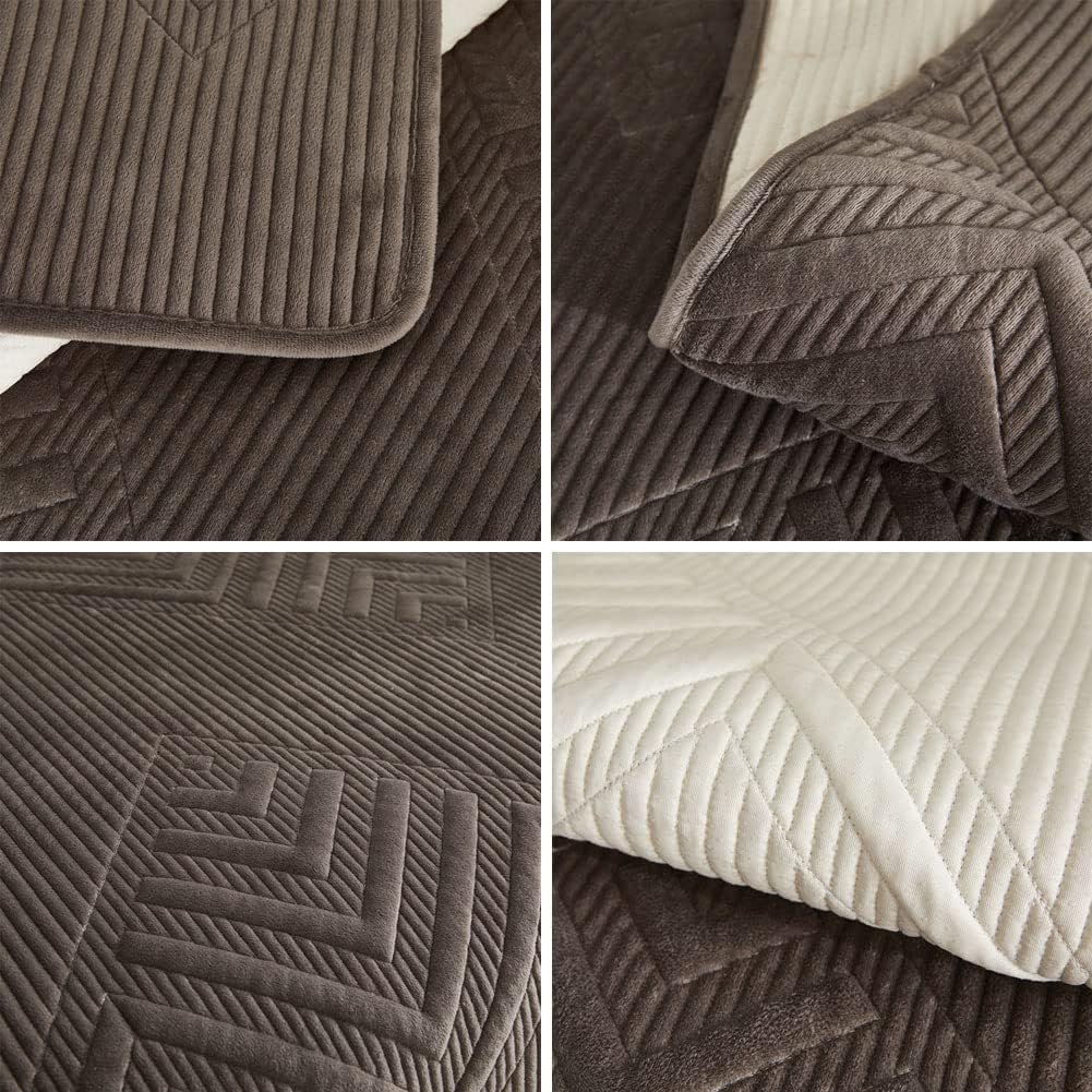 vctops Vintage Velvet Plush Sofa Cover Soft Couch Cover Geometric Quilted Sectional Couch Covers Sofa Slipcover for Dogs Cats Pet Love Seat Recliner Armrest Backrest Cover(Dark Grey,28"x47")
