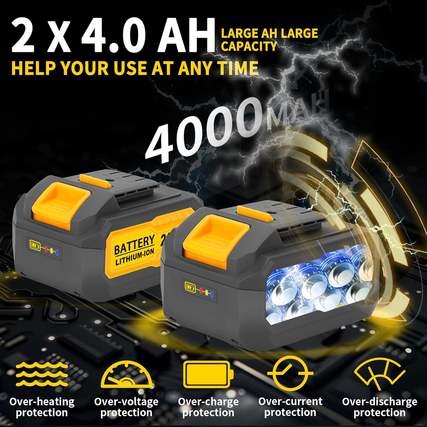 RYOJEGK 1250N.m 1/2" Cordless Impact Gun Set,922Ft-lbs 21V Brushless High Torque Wrench with 2 x 4.0Ah Battery, Pistola de Impacto for Truck Car Home Mower