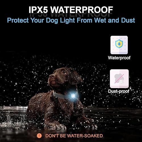 Miniatura 4 de Tubasion Paquete de 2 luces recargables para collar de perro, 2025 mejor luz cambiante de color para collar de perro con banda de silicona 100%