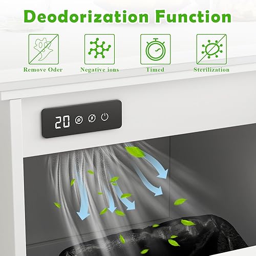Miniatura 4 de Gabinete de basura con doble inclinación hacia fuera con función desodorizante, 20 galones, soporte independiente a prueba de mascotas para cocina,