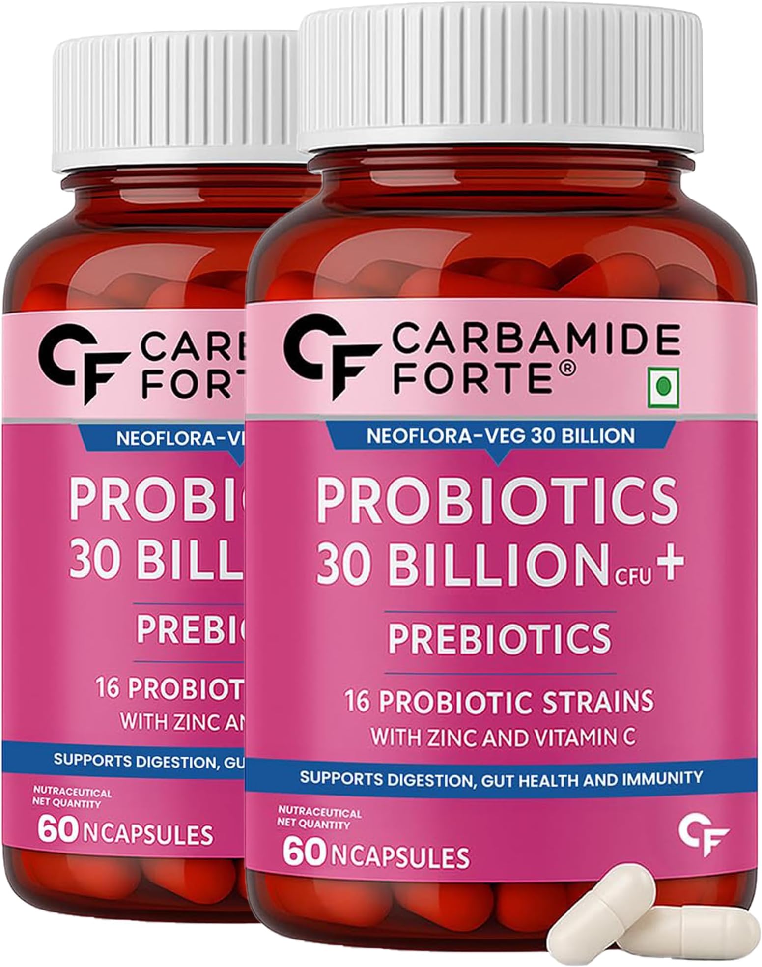 Probiotics Supplement 30 Billion for Women & Men - 60 Veg Capsules (Pack of 2)