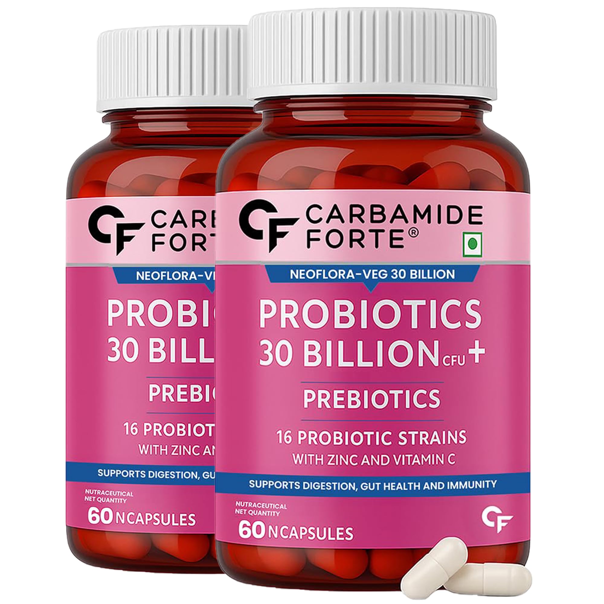 Probiotics Supplement 30 Billion for Women & Men - 60 Veg Capsules (Pack of 2)