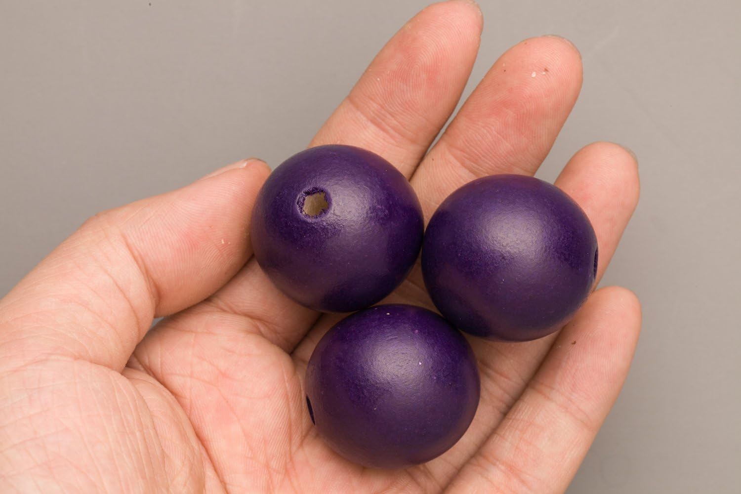 Purple Wood Beads Round 30mm Sold Per Pkg of 10 Beads