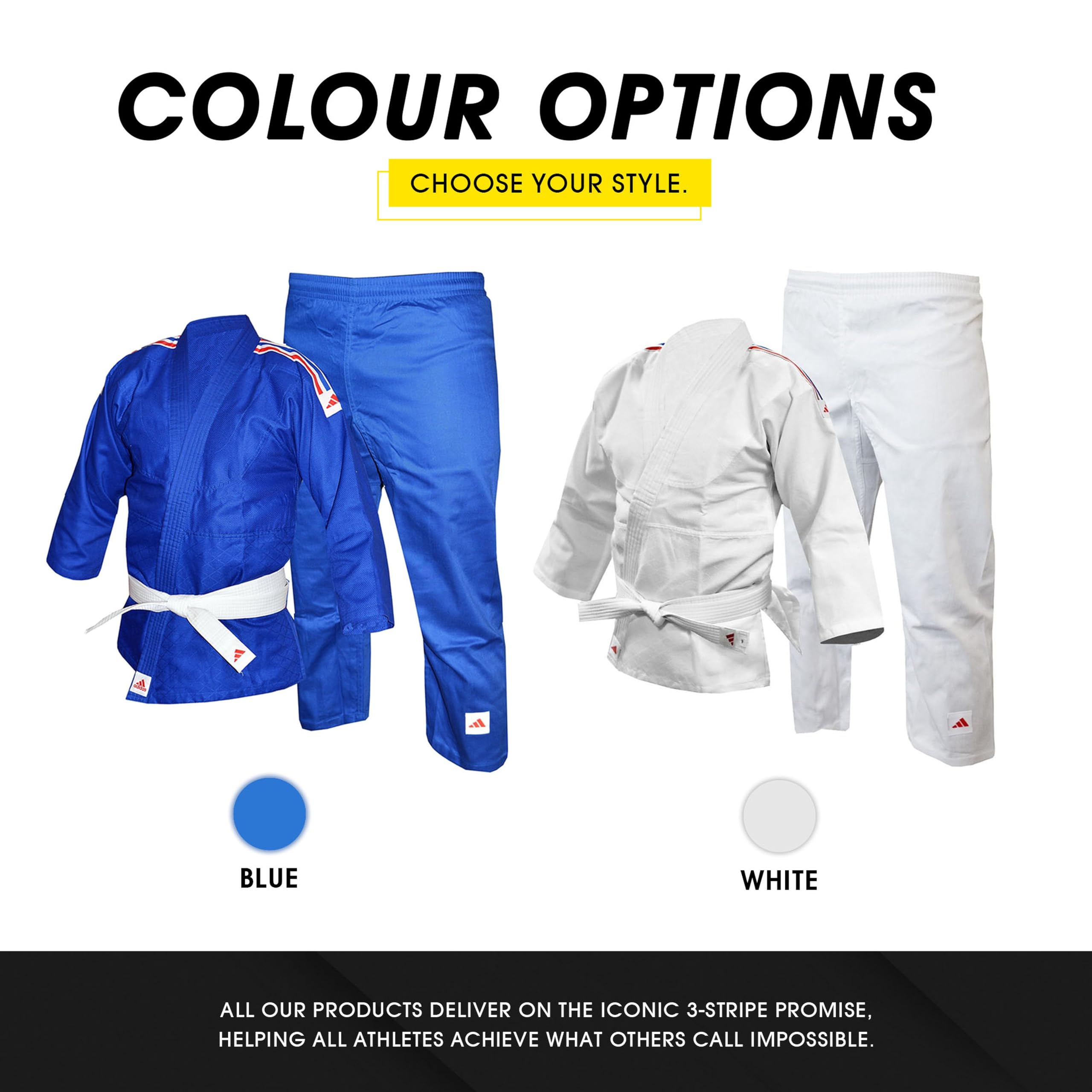 adidas Judo-Gi für Männer, Frauen und Kinder, perfekt für Training und Sparring, leichte Kampfsport-Uniform, weißer Gürtel inklusive, 250 g (Größen 110–160 cm)
