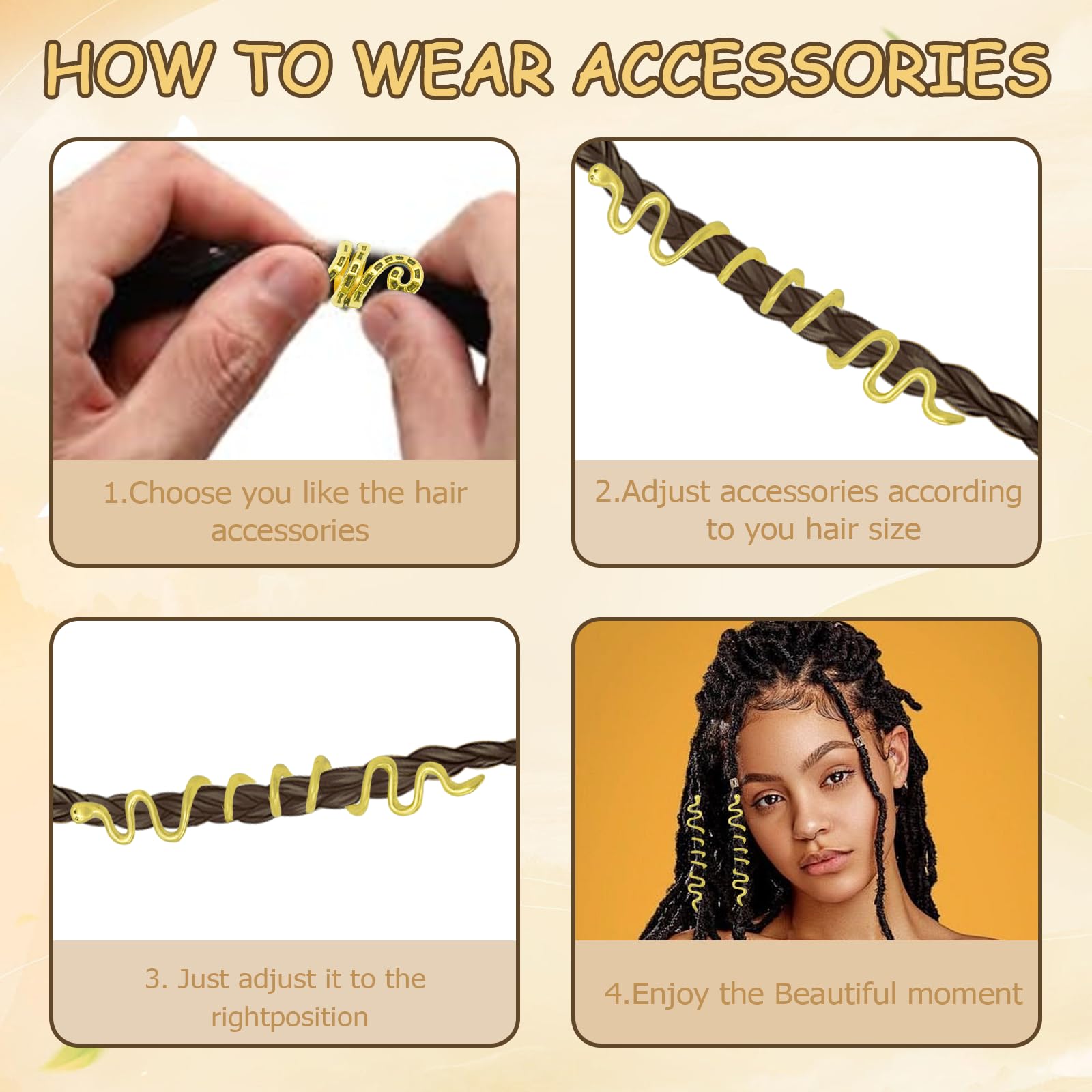 Surplex Dreadlocks Jewellery Hair Spiral Clips, Spiral Hair Clip Braids Jewellery - Image 4
