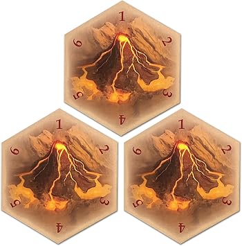 Volcano Hex Scenario Game Pieces compatible with Catans Settlers of Catan, Seafarers, and Catan Expansions 3 Pack