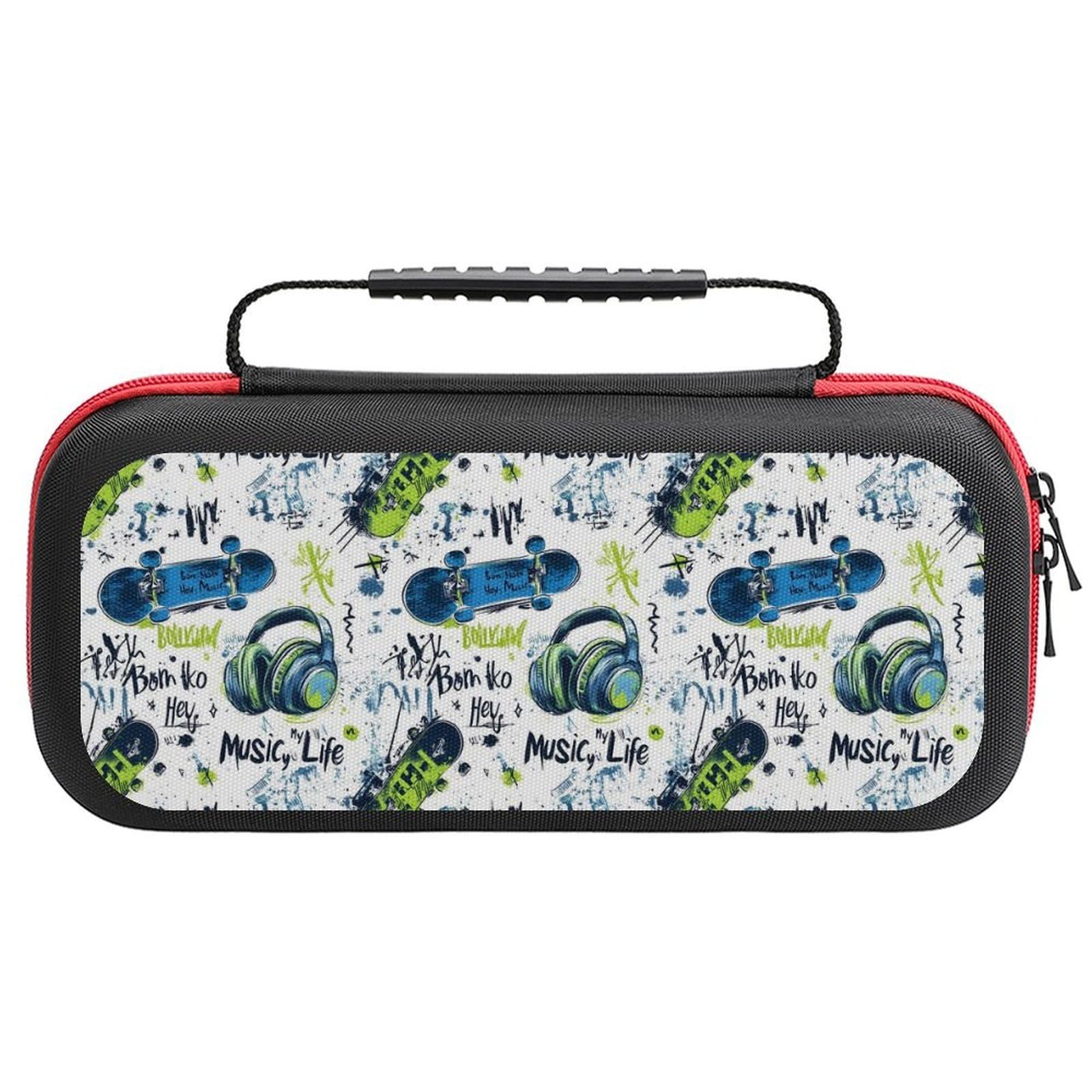 Compatible with Nintendo Switch Case - Travel Fashion Music Skateboard Graffiti Print Carrying Case Compatible with Switch Lite