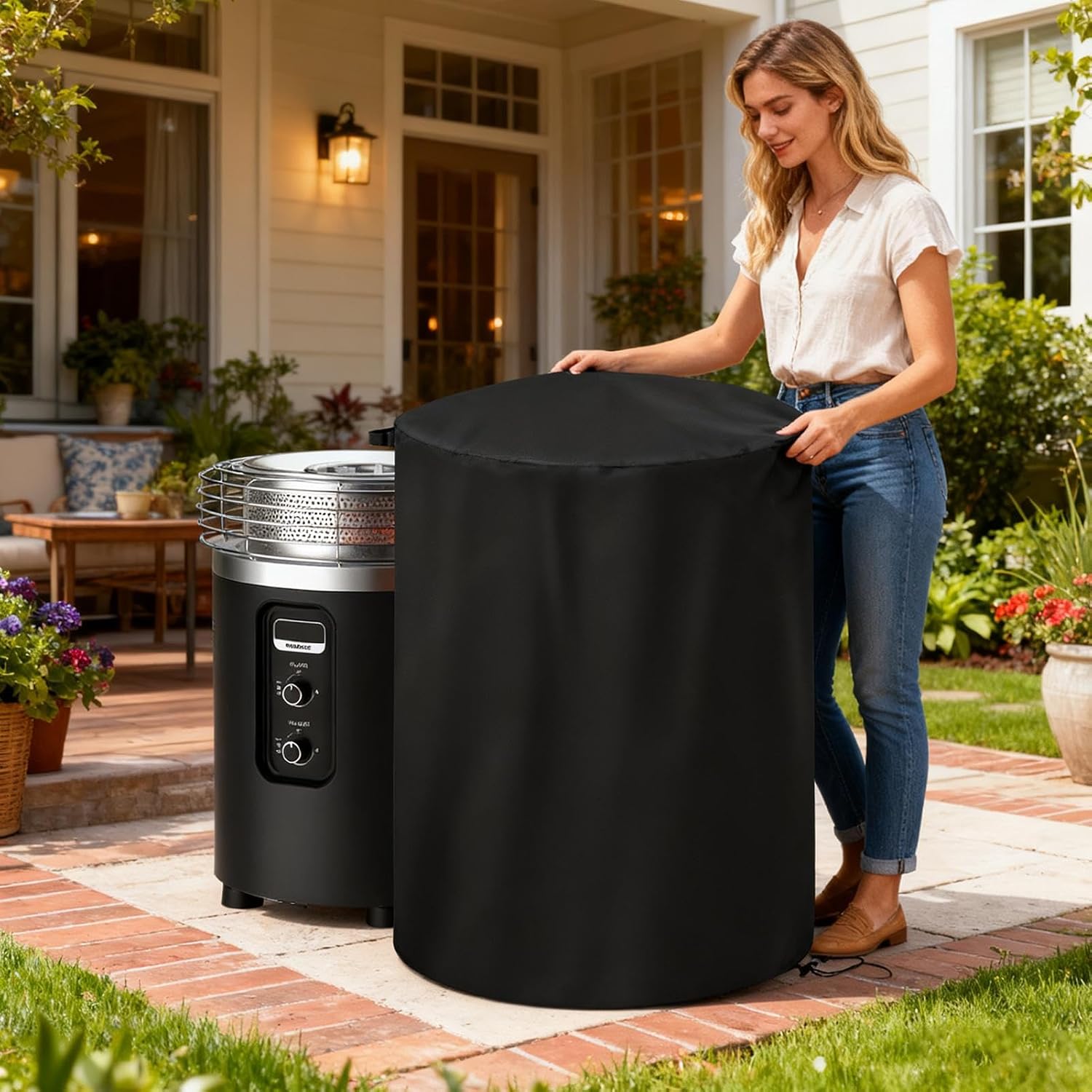 Fire Bowl Cover, Weather-Resistant Protection, 73.91x59.94cm, Outdoor Pit Dust Cover, Windproof Fire Column Shield, Easy-Clean Finish, For Backyard Terrace Protection Garden