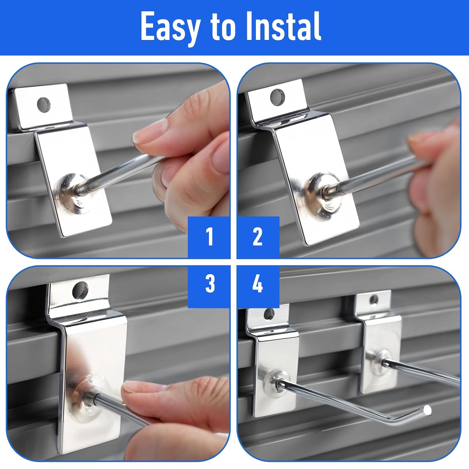 100 Pack Heavy Duty Slatwall Hooks 4 Inch Metal, Slat Wall Hooks for Garage Retail Store Display, Commercial Grade Slatwall Pegs Hanger Silver Shop Accessories