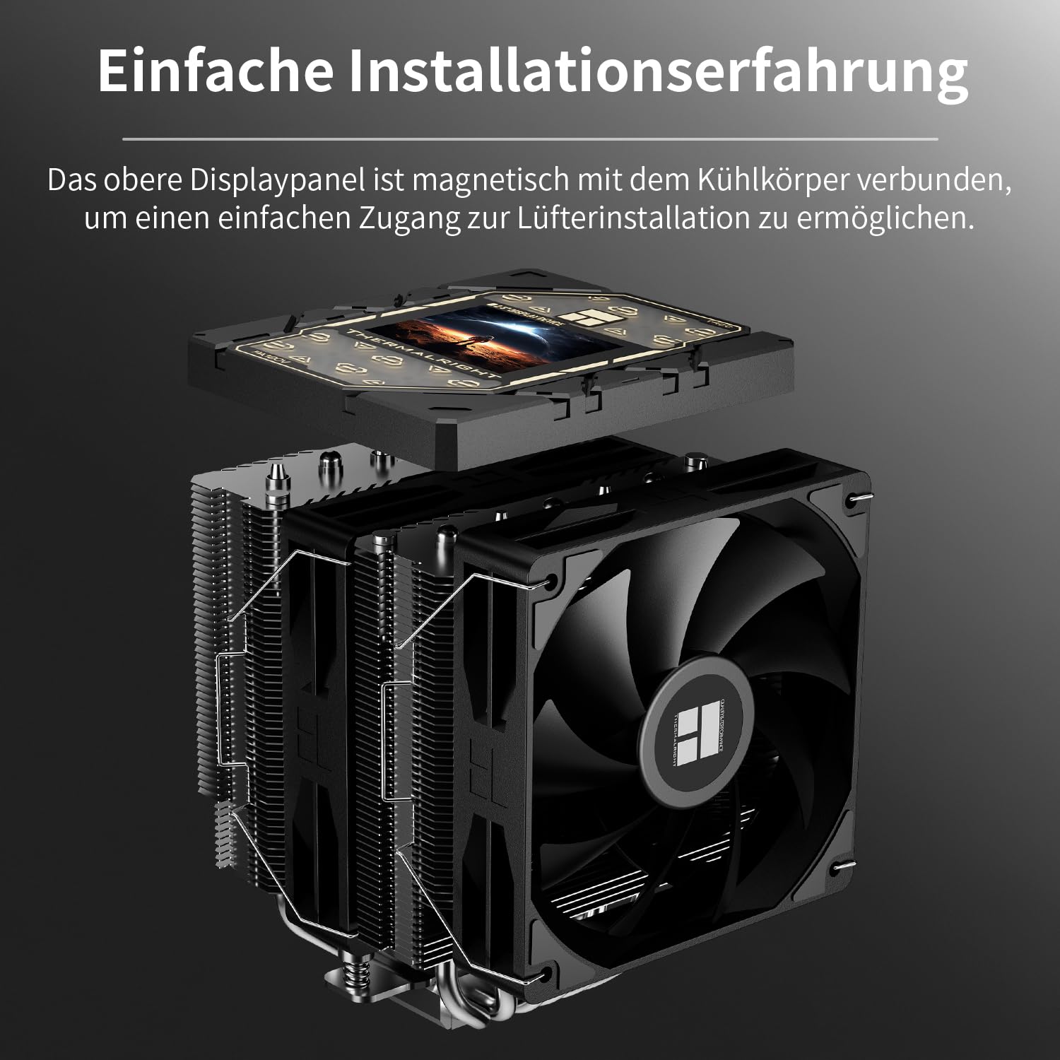 Thermalright Peerless Assassin 120 Vision Black CPU chłodnica powietrza, Dual-Tower 1850 obr./min, ekran IPS o rozdzielczości 320 x 240 i 2,8 cala, chłodzenie komputera do Intel LGA1851/1700/115x i