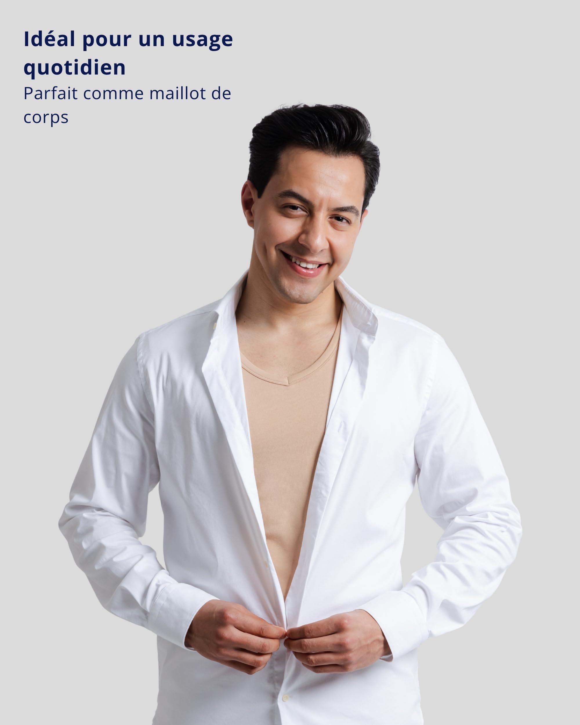 SKIPPER Lot de 3 T-Shirts Homme Col V Profond – Coton Stretch Premium, Coupe Ajustée – Invisible sous Chemise – S–3XL
