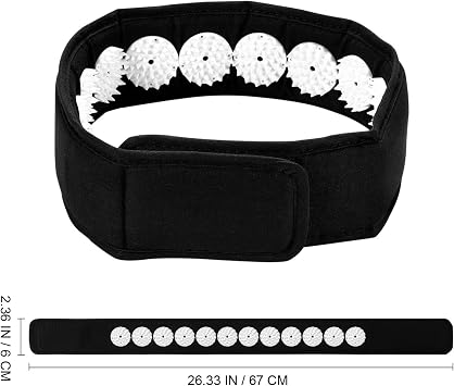 Ipetboom Acupressure Headband - 1pc Acupressure Wrap Belt Headband for Muscle Stress Relaxation, Massage Head Band for Neck Head Facial Skin Lift, Black Massage Tool for Meditation, 67x6cm