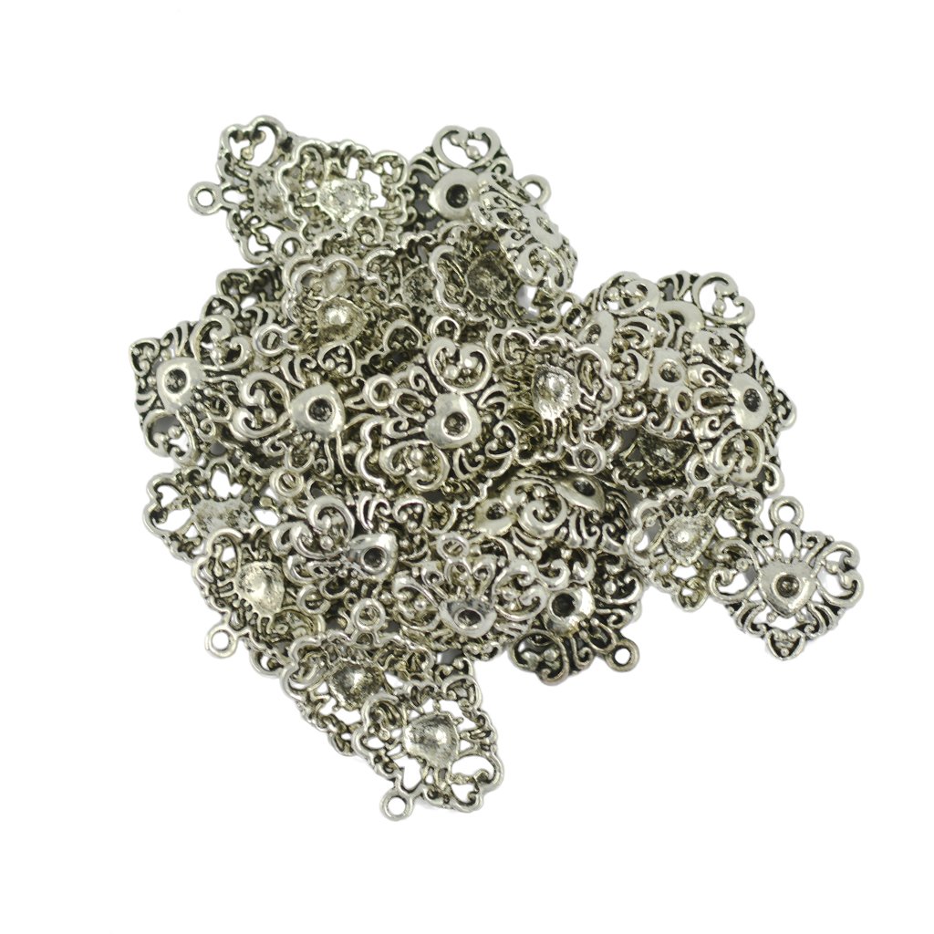 phenovo 50pcs Antique Tibetan Silver Heart Charms Pendant DIY Jewelry Craft Findings-picture-44