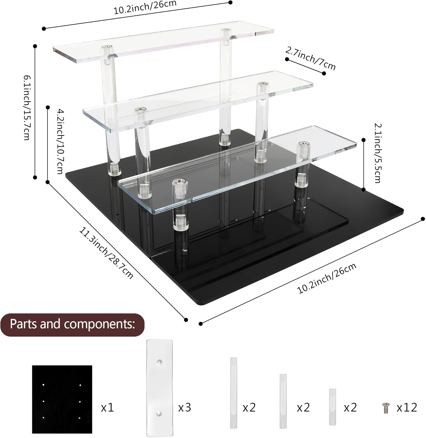 ELEGANTLIFE Acrylic Display Riser Stand – 4 Tier Clear Shelf for Funko POP, Amiibo, Figures, Collectibles, Cupcakes, Perfume, Skincare Organizer