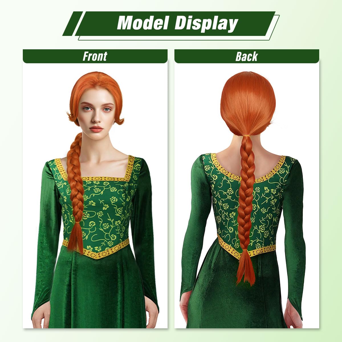 ColorGround Long Braided Reddish Brown Heat Resistant Costume Wig for Fiona Cosplay - Image 6