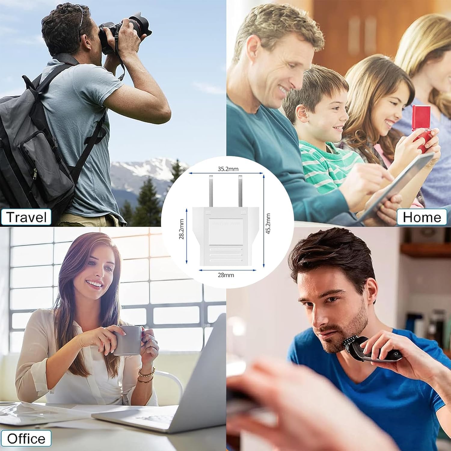 4 Pièces Adaptateur USA, Adaptateur EU Europe France vers Etats-Unis/Américain/US/Chine/Japon/Canada/Mexique Blanc, Adaptateur Type A
