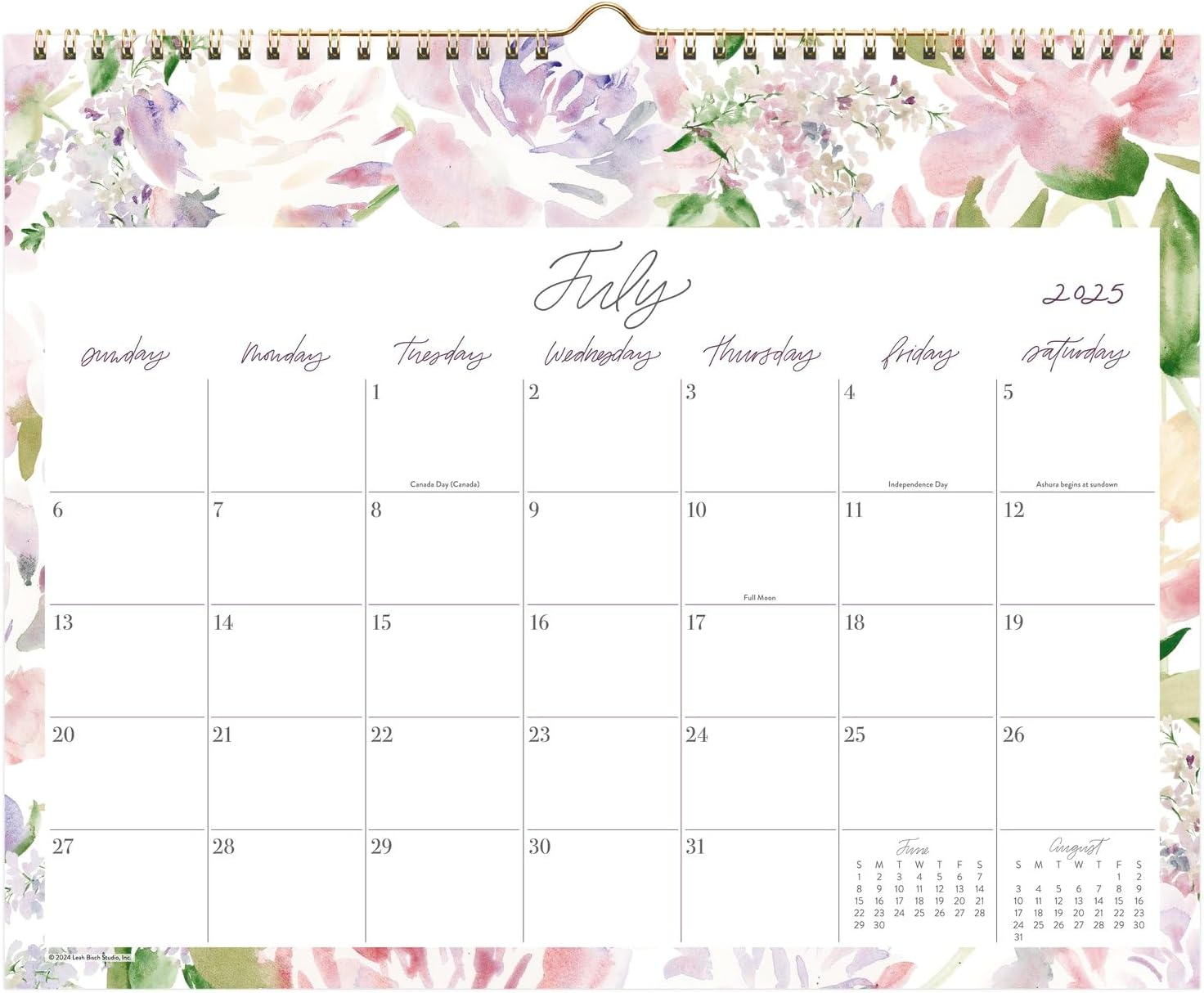 Cambridge Desk Calendar 2025-2026 Academic, Leah Bisch, Monthly Desk Pad, 17-3/4" x 11", Compact, Stripe (LB39-705A)
