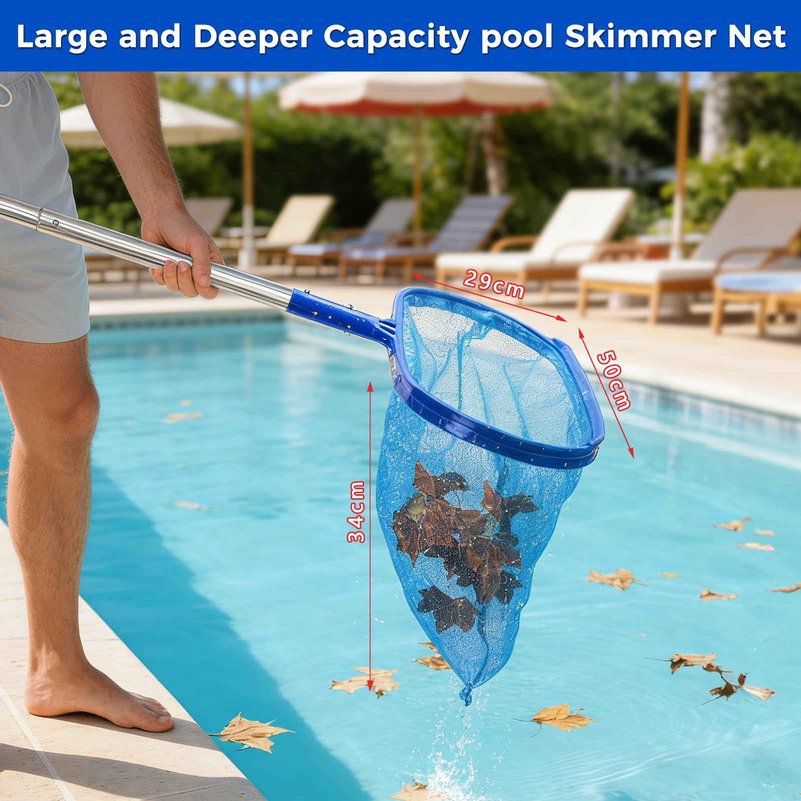 1.4m Pool Cleaning Kit, Swimming Pool Vacuum Cleaner with 5 Pole Sections, Pool Maintenance Kits with Pool Nets, Pond Vaccum Cleaner with Large Capacity Skimmer Net, Hot Tub Vac to Clean Dirty - 5