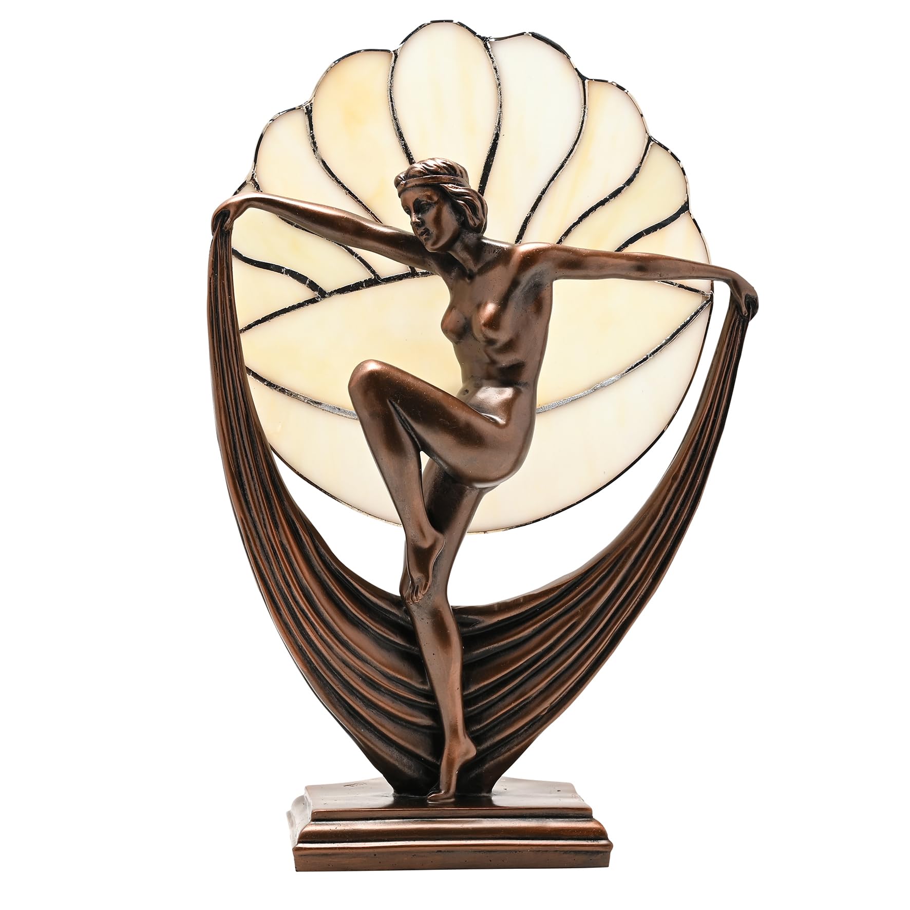 Widdop and Co Juliana - Art Nouveau Bronze Dancer Figurine Lamp - Bronze Female Figure Table Lamp for Living Room, Dining Room or Bedroom - H: 28cm x W: 29cm.