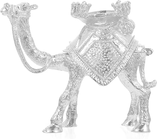 Homoyoyo Pelota de almacenamiento de camello mini estante de decoración en forma de camello soporte plateado globo de metal figuras Shui adorno en