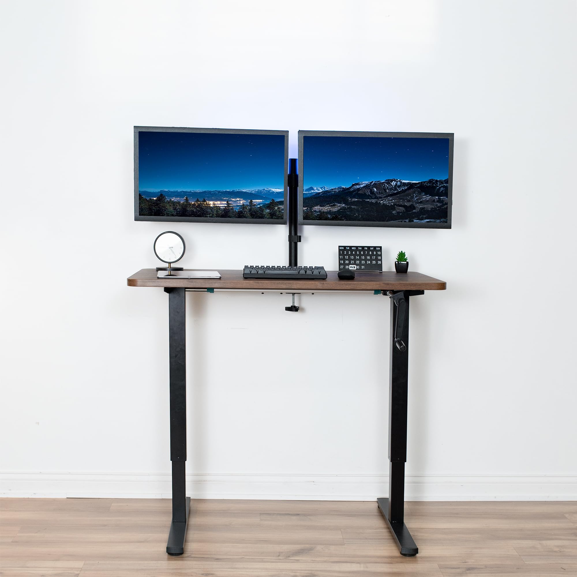 VIVO Compact Hand Crank Stand Up Desk Frame for 37 to 77 inch Table Tops Ergonomic Standing Height — view 6