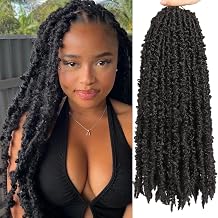 Leeven 20 Inch Butterfly Locs Crochet Hair Pre-twisted 1B# 6 Packs | Pre-looped 100% Handmade Synthetic Crochet Butterfly Locs,Distressed Locs for Women,Soft,Lightweight,Tangle-free,No Itch