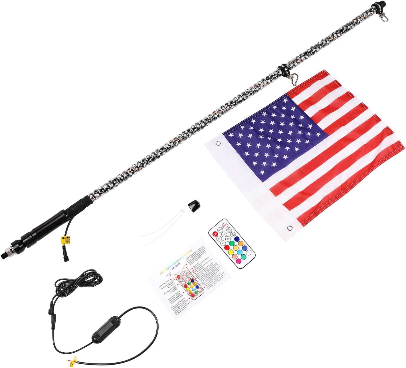 LED Whip Lights, SWATOW 4ร4 4FT LED Dancing/Chasing Light 360ยฐ Spiral LED Whips Remote Control Off Road Lighted Antenna Whip for Off Road, UTV, ATV, Truck, Boat