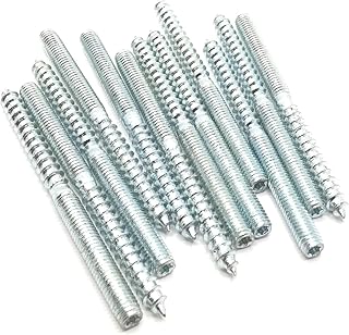 Hanger Bolt M6x80 Silvery Double Headed Bolt Self-Tapping Screw for Furniture 12Pcs